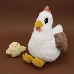 Mamá gallina de peluche y su bebé blanco - Les Déglingos
