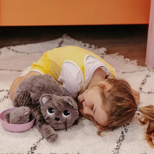 Mamá gata de peluche y su bebé gris - Les Déglingos