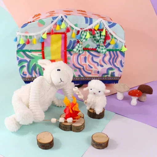 Mamá oveja de peluche y su bebé blanco - Les Déglingos