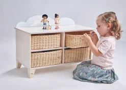 Mueble de almacenamiento infantil con cestas de mimbre - Tender Leaf Toys