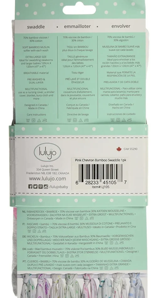 Pañal de bambú - rosa chevron - Lulujo
