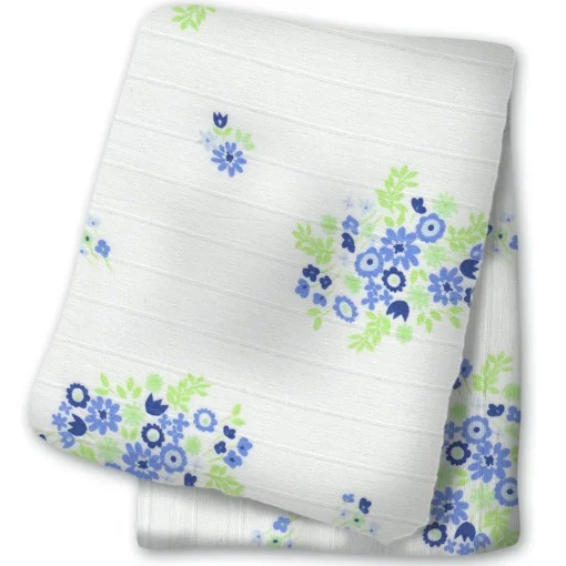 Pañal de muselina - Bouquet bleu vintage - Lulujo