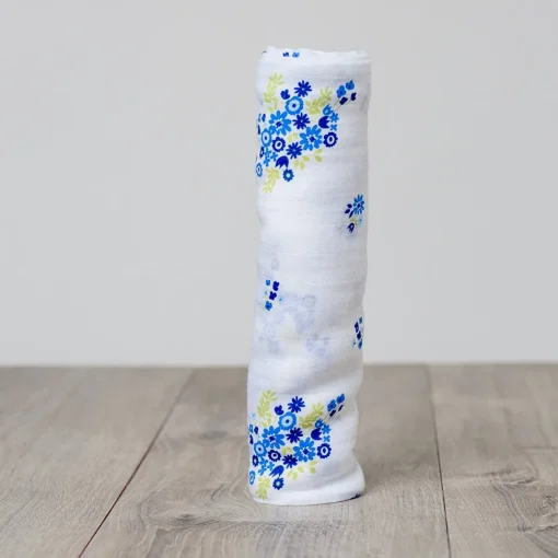 Pañal de muselina - Bouquet bleu vintage - Lulujo