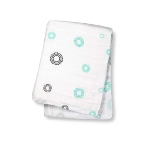 Pañal de muselina - Cercles bleu/gris - Lulujo