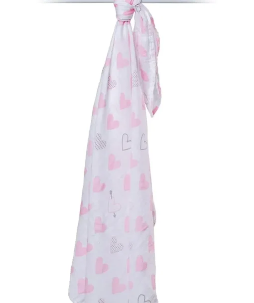 Pañal de muselina - Coeurs roses - Lulujo