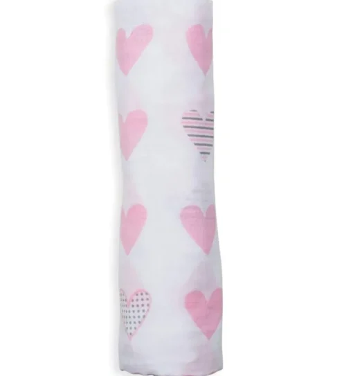 Pañal de muselina - Coeurs roses - Lulujo