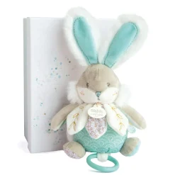 Peluche caja de música Conejo verde almendra - Doudou et Compagnie
