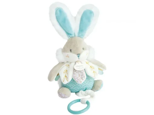Peluche caja de música Conejo verde almendra - Doudou et Compagnie