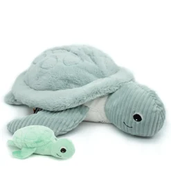 Peluche gigante tortuga mamá bebé menta - Les Déglingos