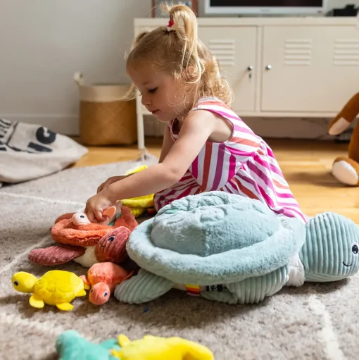 Peluche gigante tortuga mamá bebé menta - Les Déglingos
