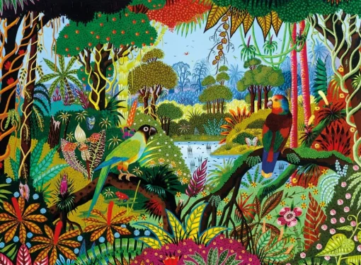 Periquito y amazona de Alain Thomas - Puzzle Michèle Wilson