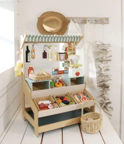 Puesto del mercado de madera de 57 x 52 x 83 cm - Tender Leaf Toys