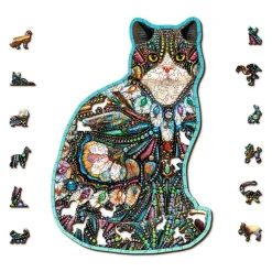 Puzzle de madera Gato con joyas 250 piezas - Wooden City