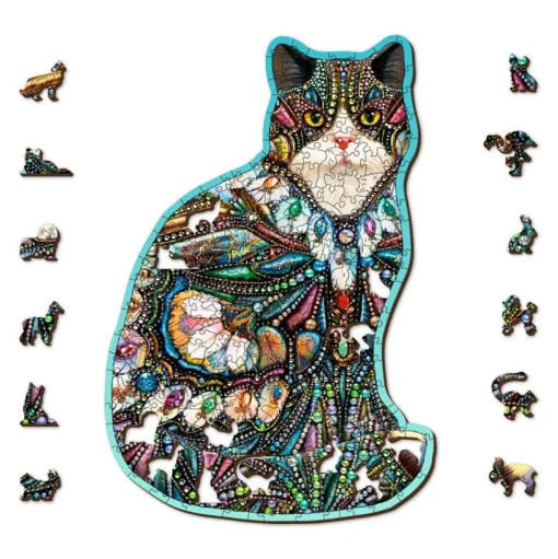 Puzzle de madera Gato con joyas 250 piezas - Wooden City