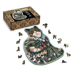 Puzzle de madera Gato con joyas 250 piezas - Wooden City