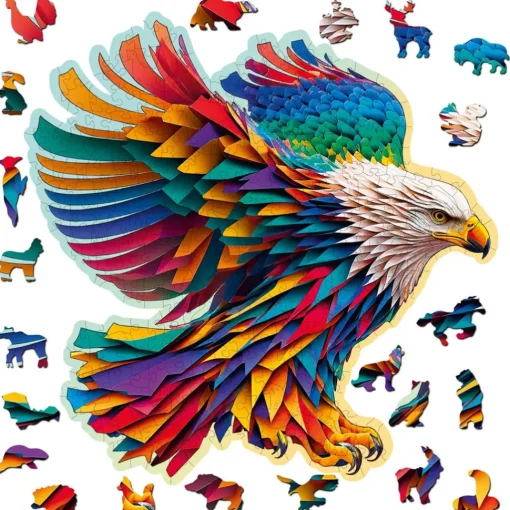 Puzzle de madera Águila colorida 250 piezas - Wooden City