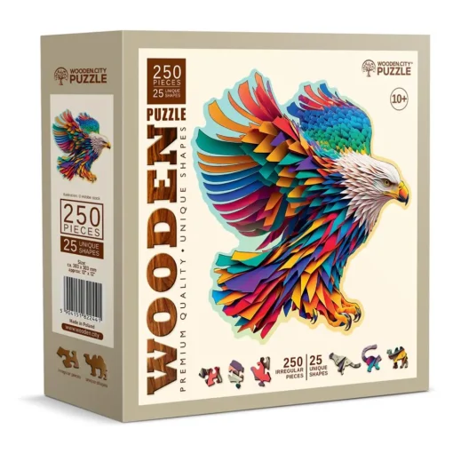 Puzzle de madera Águila colorida 250 piezas - Wooden City