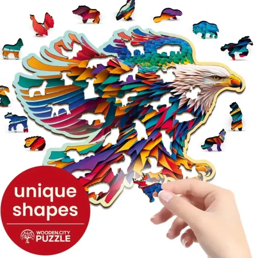 Puzzle de madera Águila colorida 250 piezas - Wooden City
