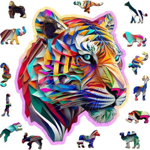 Puzzle de madera Tigre colorido 150 piezas - Wooden City