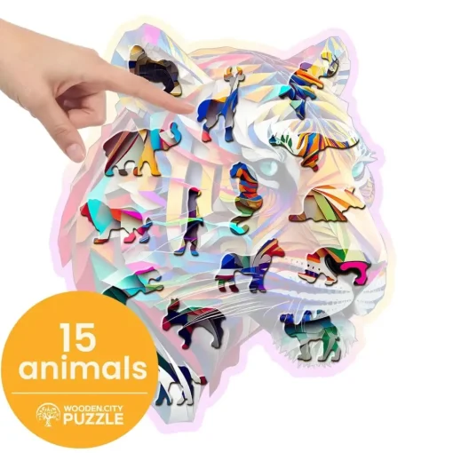 Puzzle de madera Tigre colorido 150 piezas - Wooden City