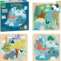 3 puzzles Animales del mundo - Vilac