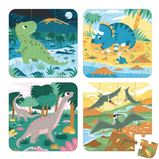 4 rompecabezas en evolución Dinosaurios - Janod