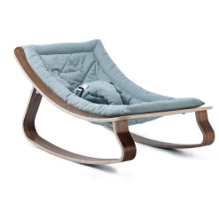 Silla de bebé LEVO en madera de nogal - Azul Aruba - Charlie Crane