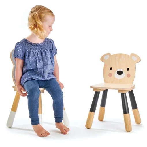 Silla infantil de madera Oso beige 30 x 30 x 48 cm - Tender Leaf Toys