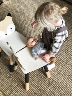 Silla infantil de madera Zorro beige 30 x 30 x 48 cm - Tender Leaf Toys