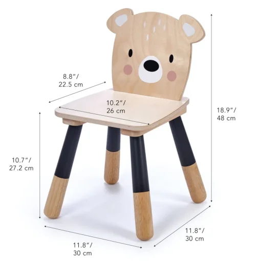 Silla infantil de madera Oso beige 30 x 30 x 48 cm - Tender Leaf Toys
