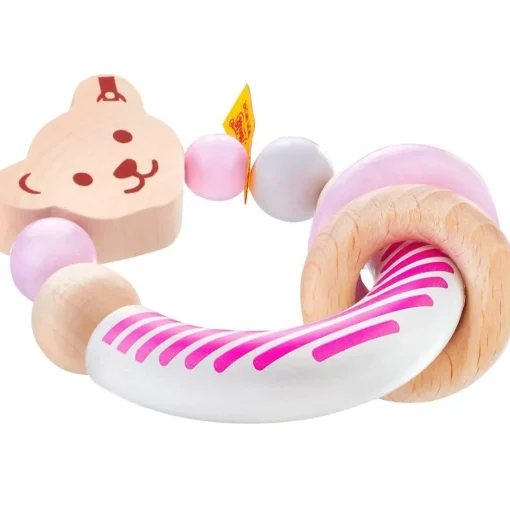 Sonajero de madera oso Steiff rosa - Selecta