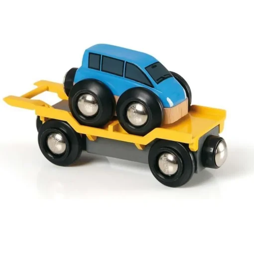 Vagón de transporte de coches azul - Brio