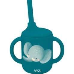 Vaso con pajita de silicona Chewy el elefante - Sassi Junior