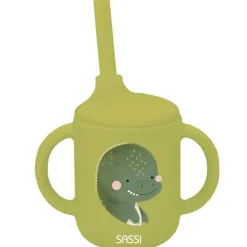 Vaso con pajita de silicona Cracky el dinosaurio - Sassi Junior
