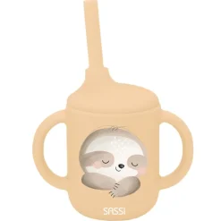 Vaso con pajita de silicona Gnawy el perezoso - Sassi Junior