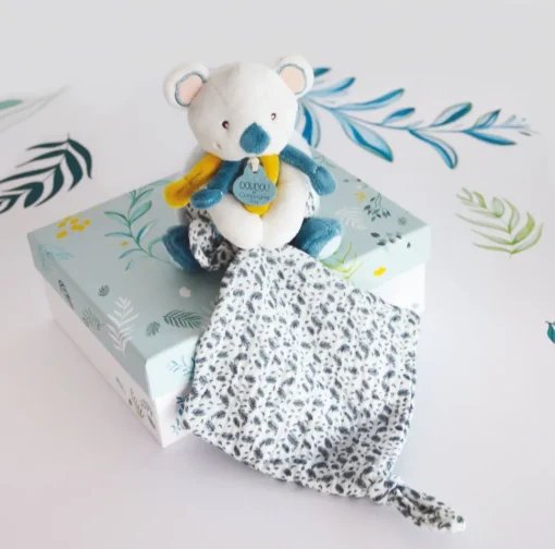 Yoca el koala de peluche con manta - Doudou et Compagnie